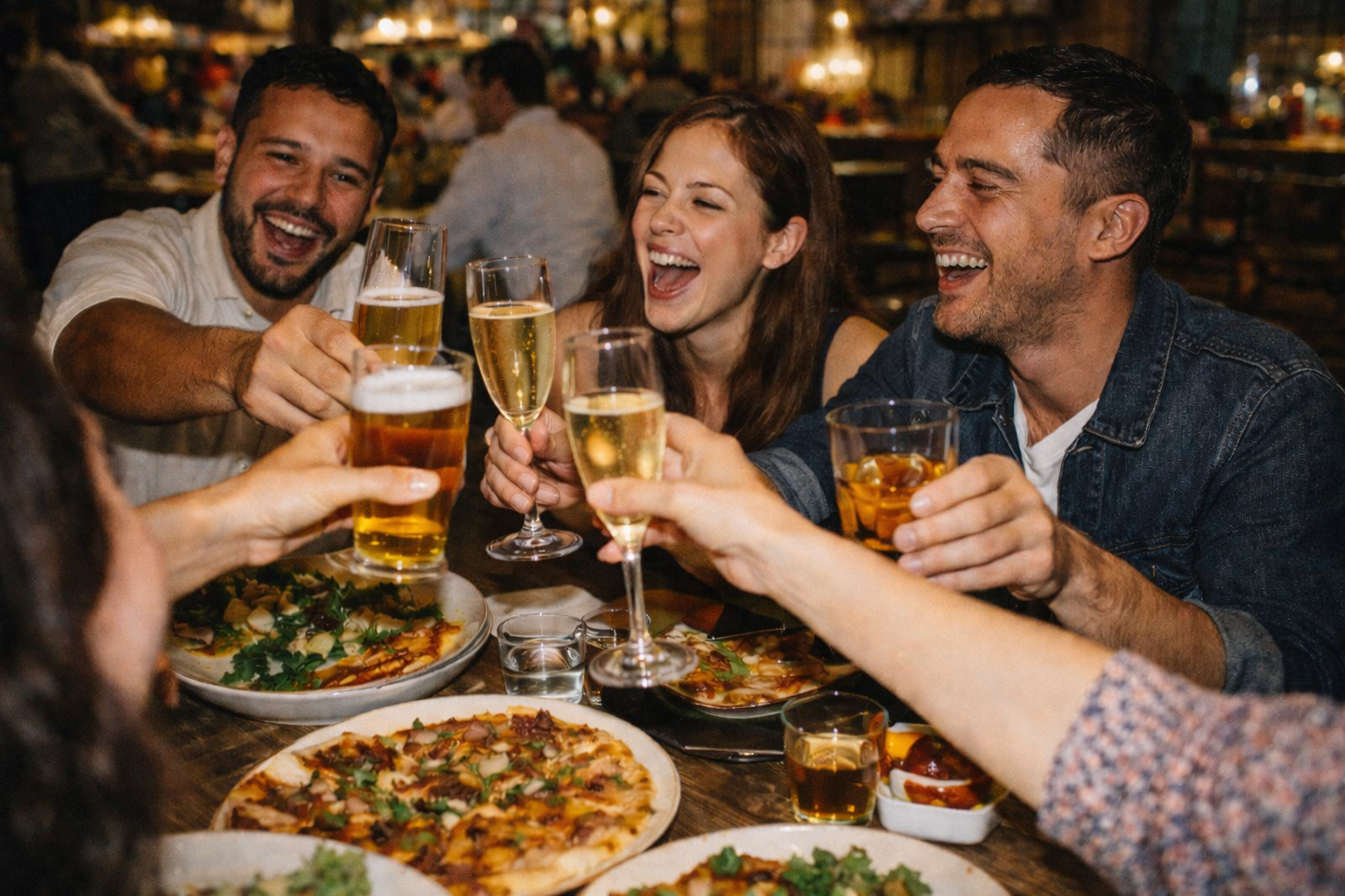 Guests toasting at Mr. Watson